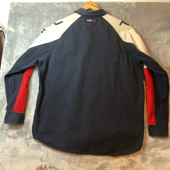 Men's Tommy Hilfiger button down Long Sleeve Shirt Blue/Red/Cream Size Large - Picture 2 of 7
